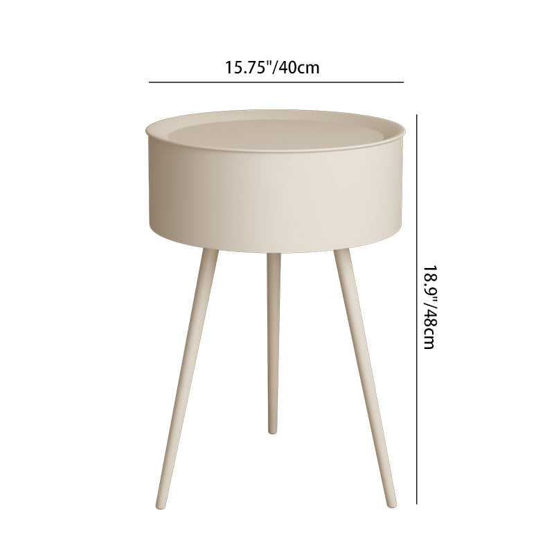 Minimalist Round Iron 1-Storage Nightstand — Green