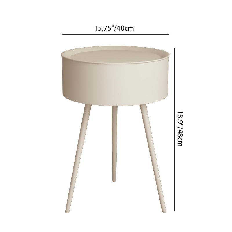 Minimalist Round Iron 1-Storage Nightstand — Green
