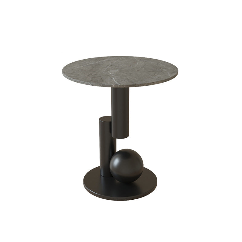Luxury Rock Slab Geometric Base End Table