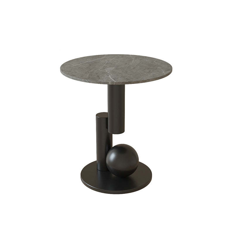 Luxury Rock Slab Geometric Base End Table
