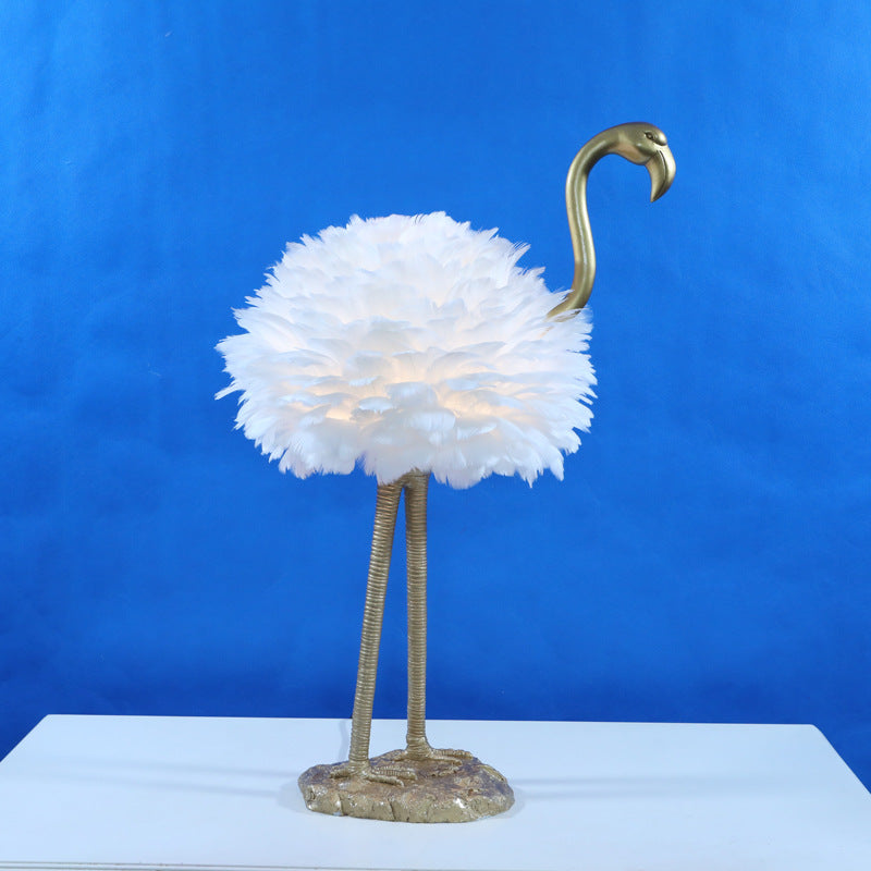 Nordic Goose Feather Metal Flamingo Ball Table Lamp