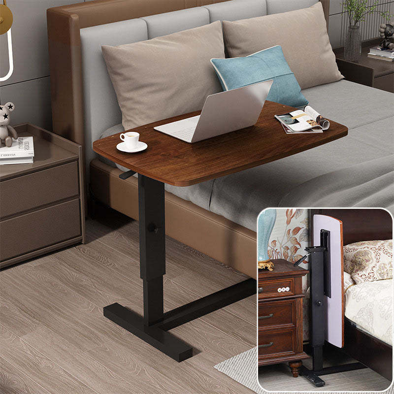 Minimalist Rectangular Wood Metal Foldable End Table — Walnut Color