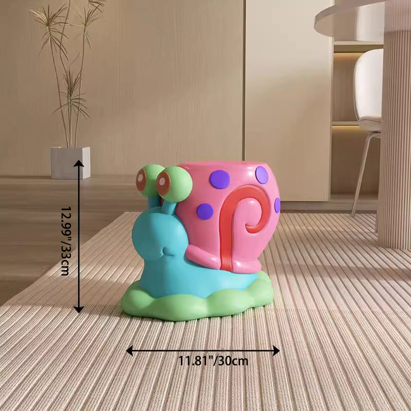 Contemporary Cartoon Snail Resin Low Stool