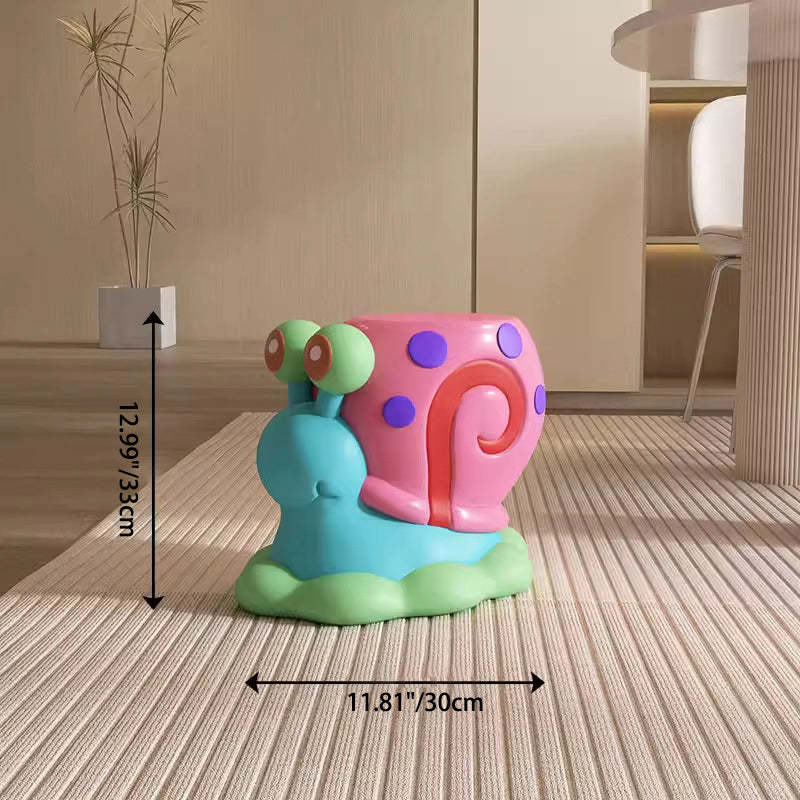 Contemporary Cartoon Snail Resin Low Stool