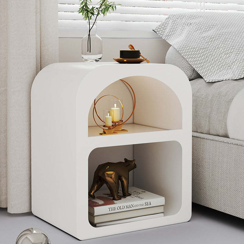 Scandinavian Arched Frame Rock Slab Nightstand — Black