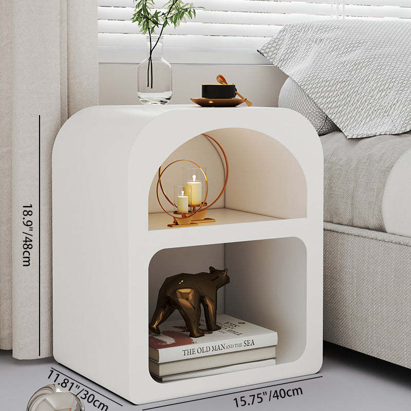 Scandinavian Arched Frame Rock Slab Nightstand — Black