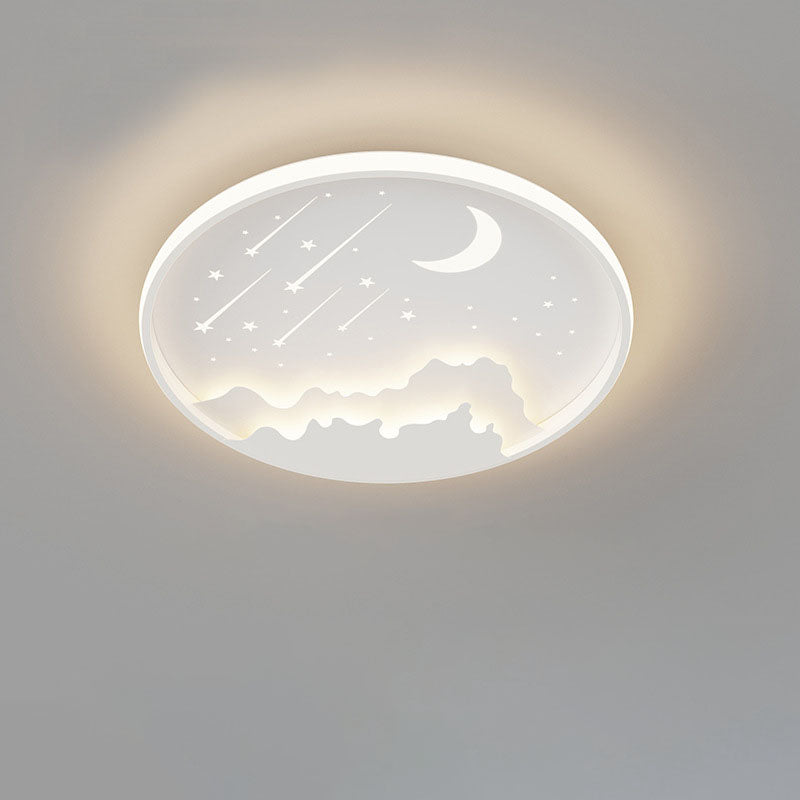 Modern Iron Round Kids LED Flush Mount Light