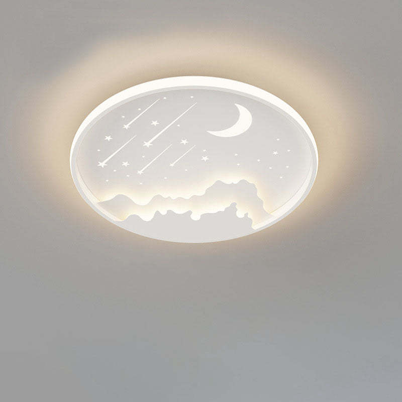 Modern Iron Round Kids LED Flush Mount Light
