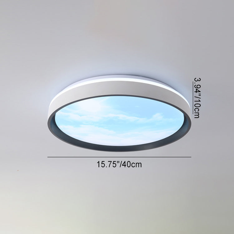 Minimalist sunny sky white flush mount lighting in acrylic — Round - Small / Cool White (6000K) / 220V-240V (UK/AU)