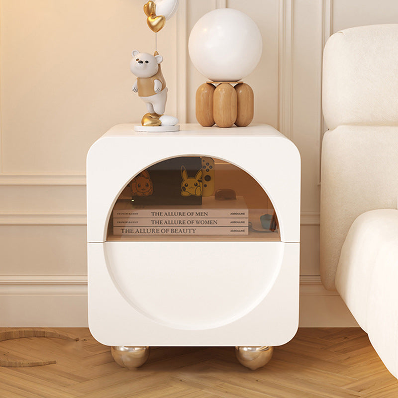 Nordic Cubic Engineered Wood 2-Drawer Side Table