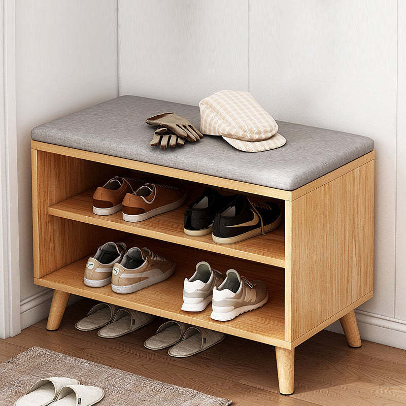 Scandinavian Wood 2-Storage Shoe Rack — B - Wood Color