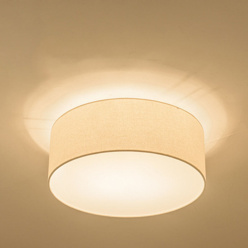 Nordic Round Drum Fabric Flush Ceiling Light