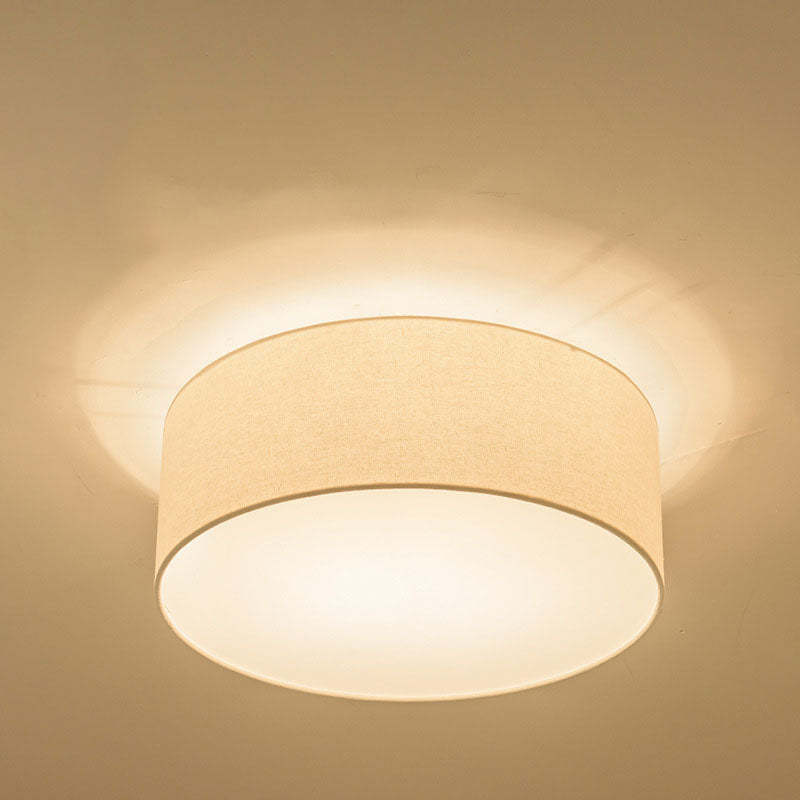 Nordic Round Drum Fabric Flush Ceiling Light