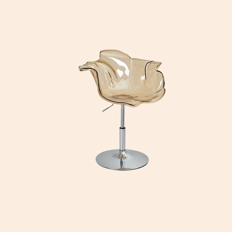 Contemporary Petal Acrylic Liftable Dining Chair — Lake Green Seat + Gold Base