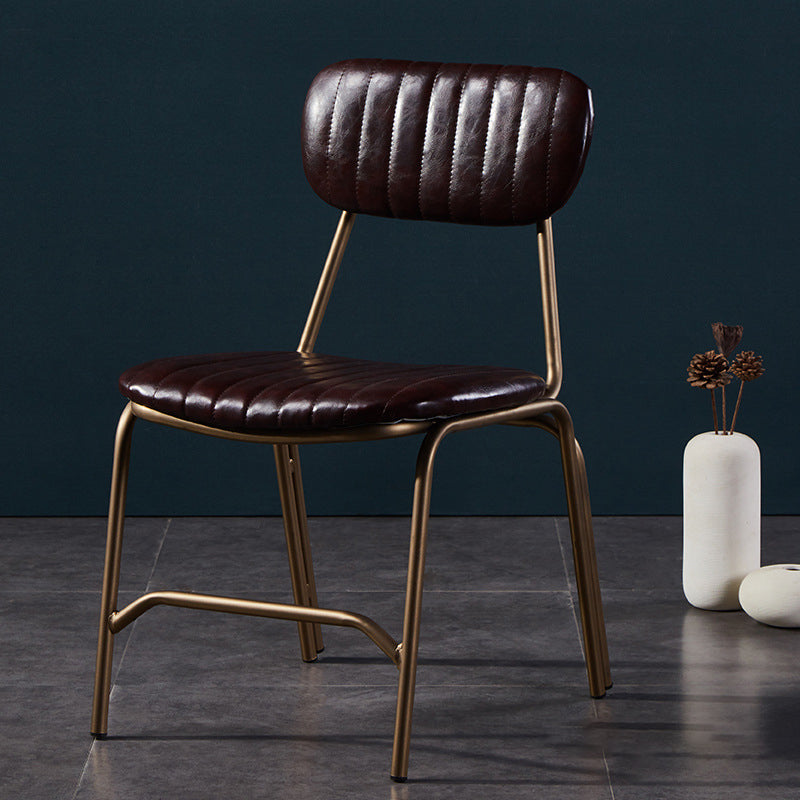 PU Leather Upholstered Metal Dining Chair — Dark Blue