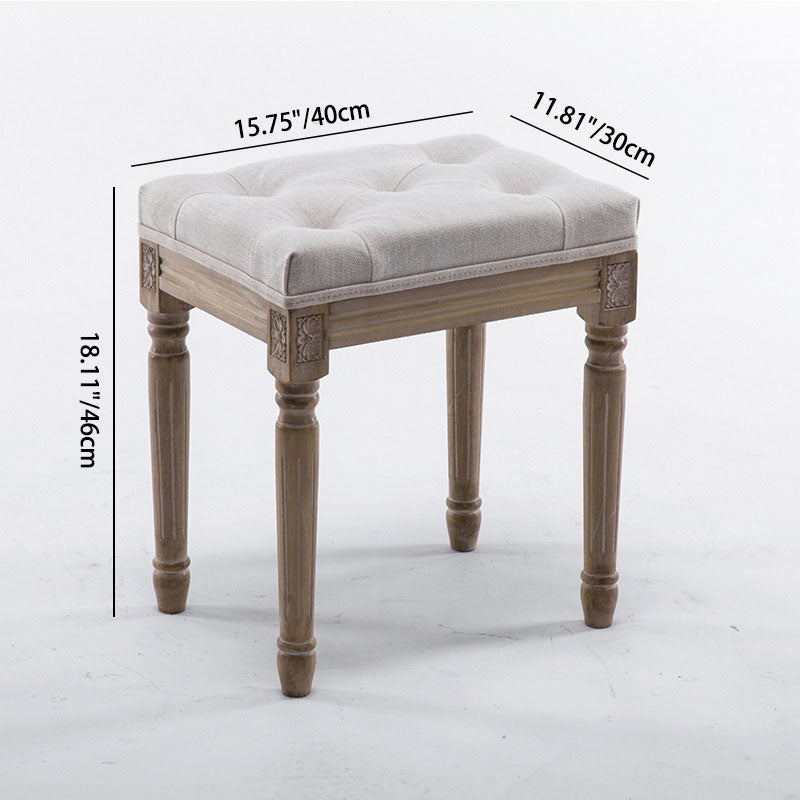 Vintage Rectangular Wood Fabric Stool