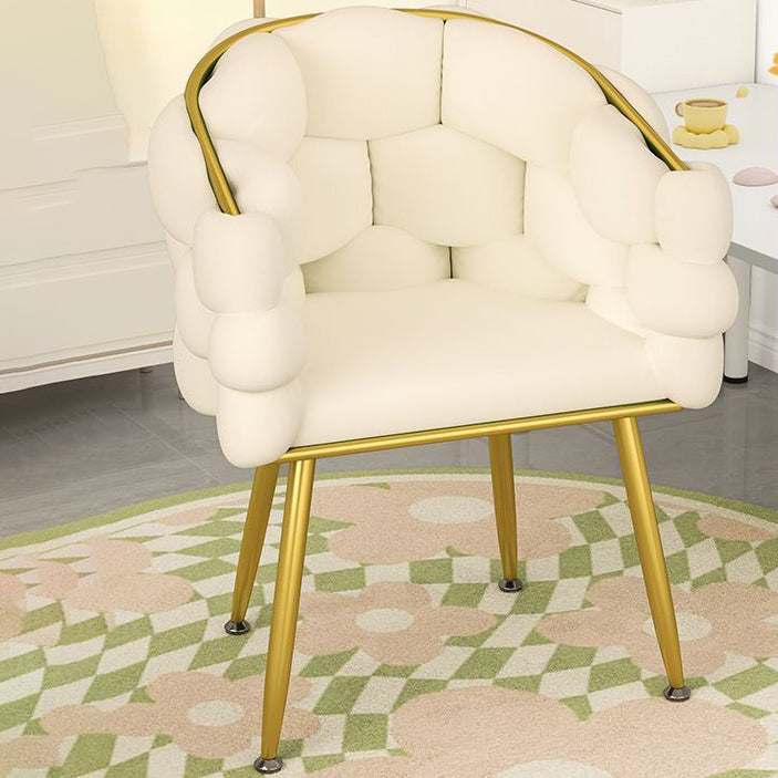 Cream Bubble Velvet Metal Vanity Stool