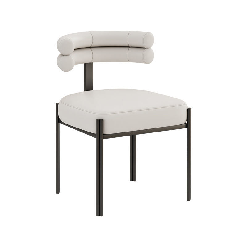 Contemporary Half-Arc Leather Metal Dining Chair
