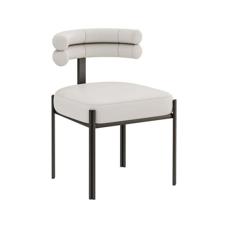 Contemporary Half-Arc Leather Metal Dining Chair