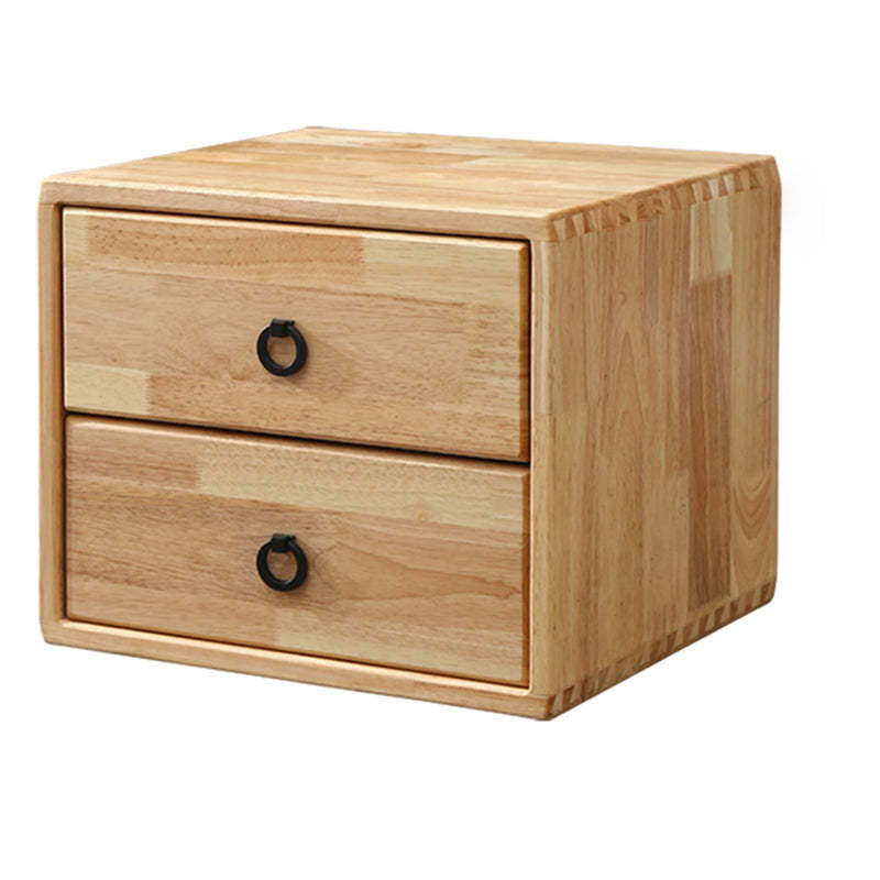 Modern Rubber Wood Metal 1/2-Drawer Nightstand