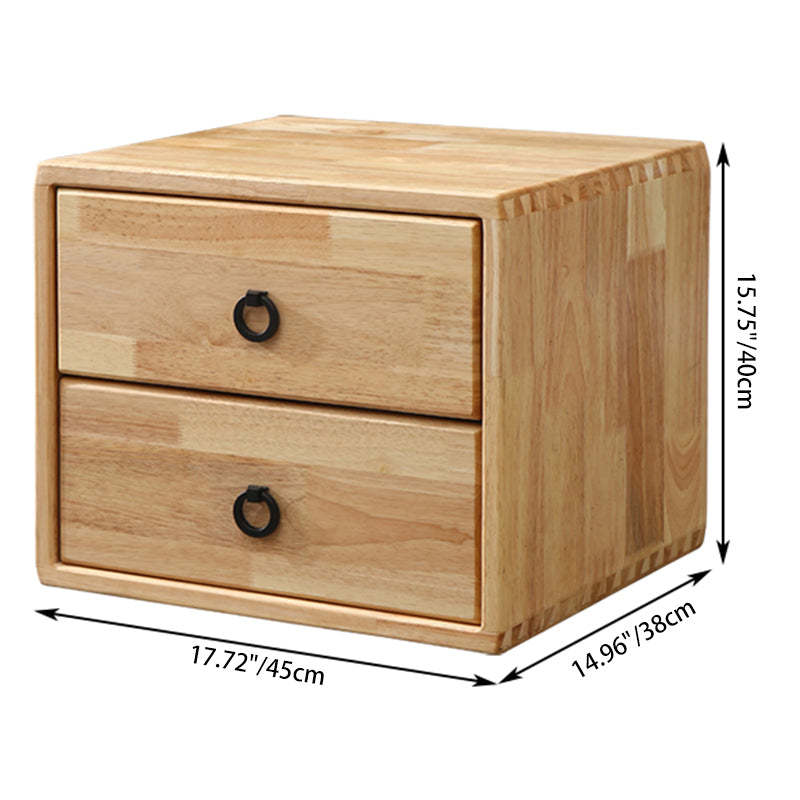 Modern Rubber Wood Metal 1/2-Drawer Nightstand