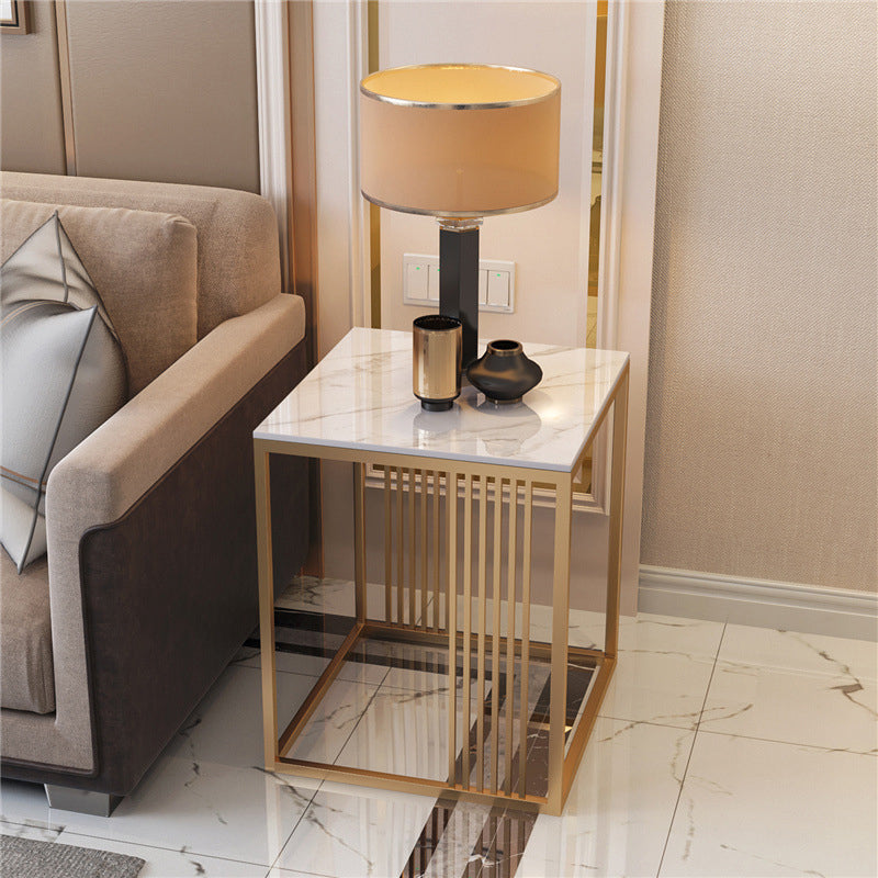 Minimalist Rock Slab Metal Side Table