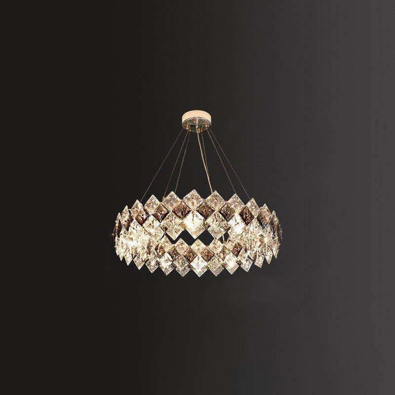 Crystal Diamond Circle Plated Chandelier