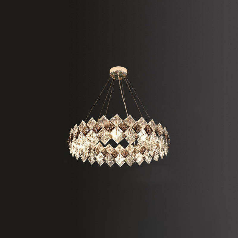Crystal Diamond Circle Plated Chandelier