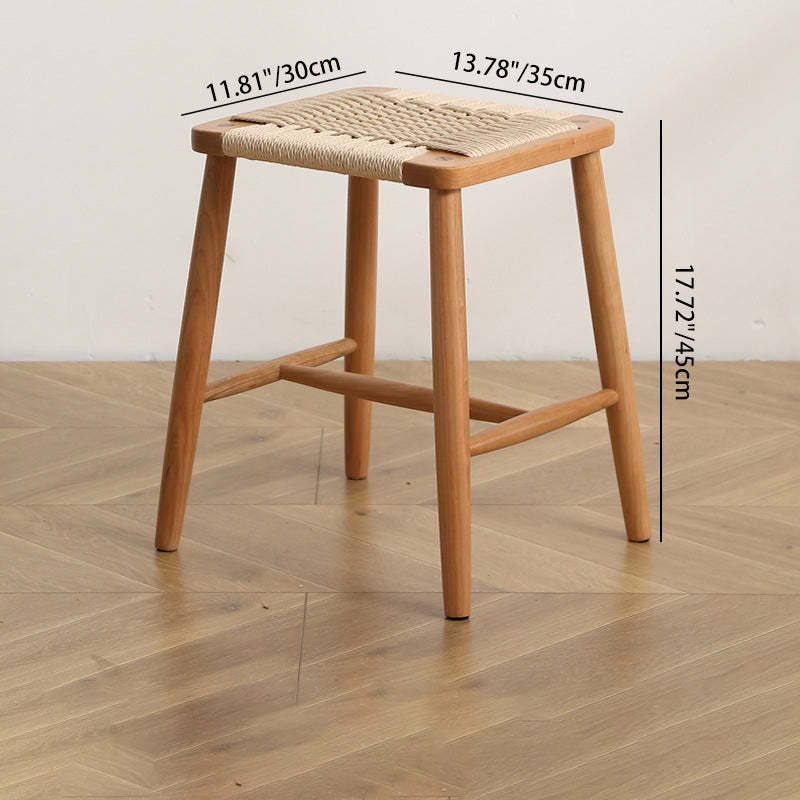 Japanese Rope Woven Wooden Bar Stool — Walnut + Coffee Color Paper Rope