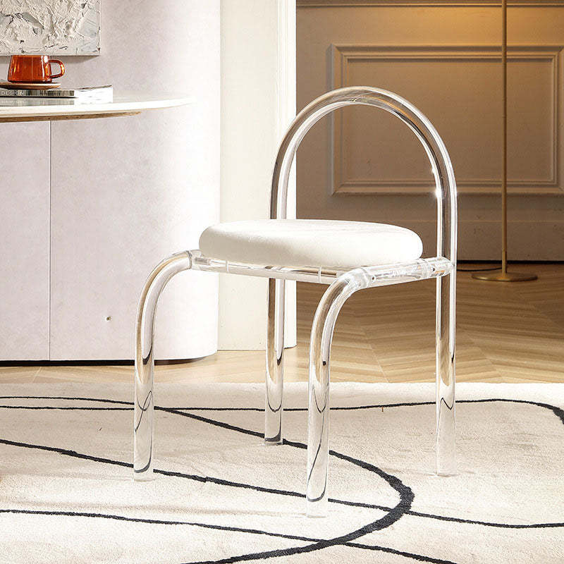 Nordic Acrylic Velvet Round Arched Dining Chair — Transparent