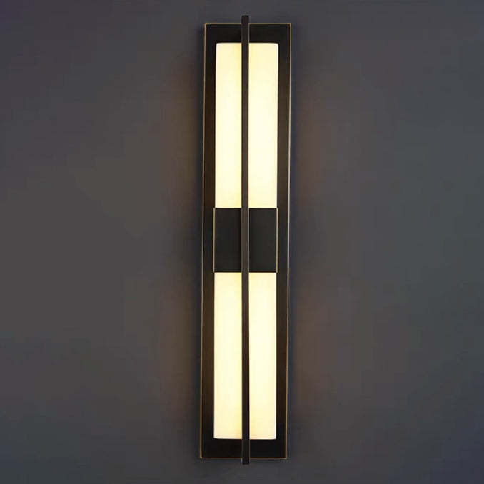 Transitional Rectangular Copper Marble LED Wall Sconce — 110V-120V For US/CA / Warm Light (3000K)