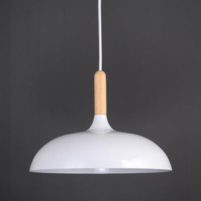 Modern Metal Wooden Top Dome Pendant