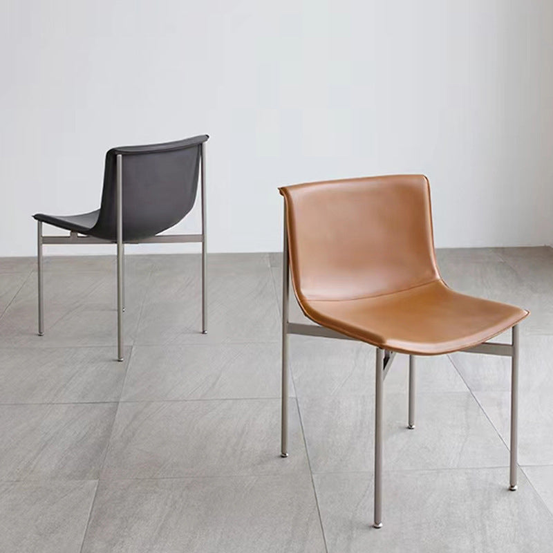 Nordic Curved Leather Steel Dining Chair