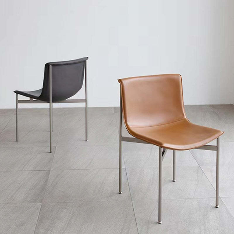 Nordic Curved Leather Steel Dining Chair