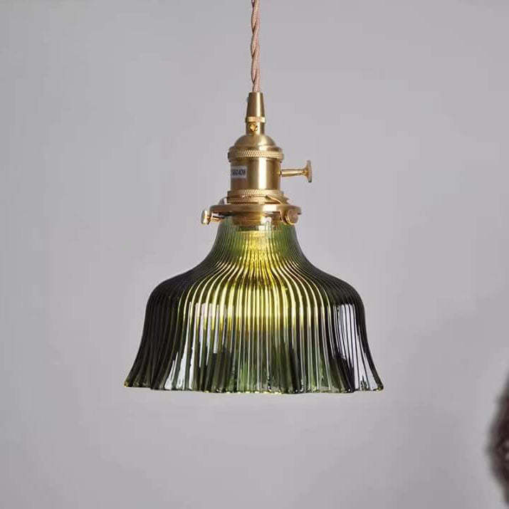 Nordic Flower Copper Walnut Glass Pendant
