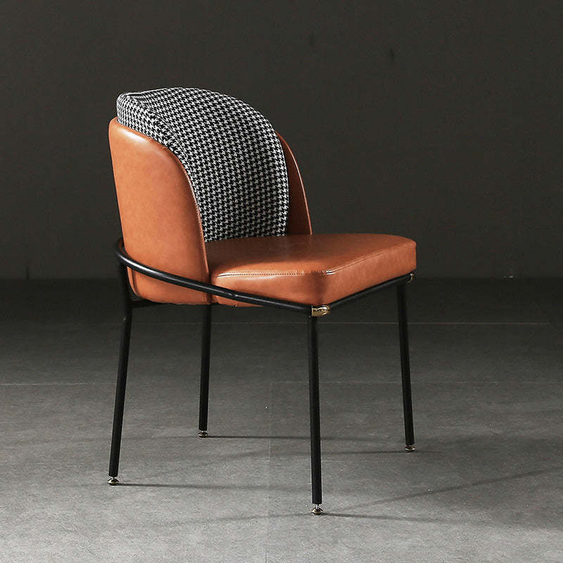 Vintage Leather Metal Dining Chair