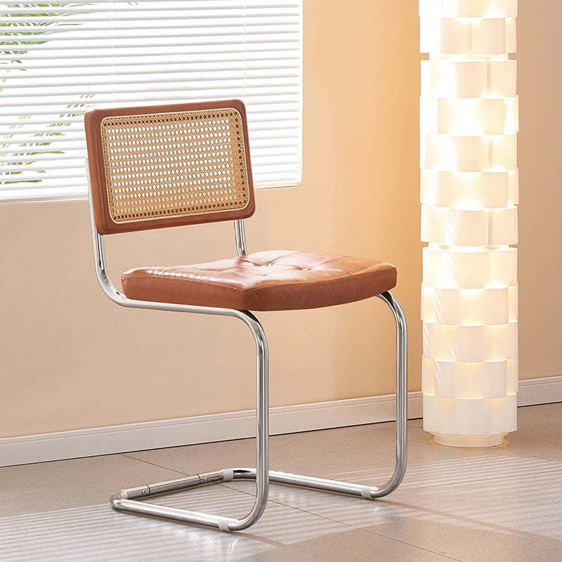 Leather iron rattan accent chairs in gray