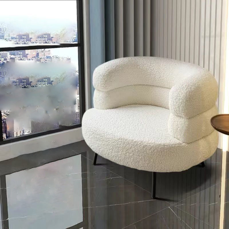 Nordic Curved Lambswool Steel Accent Chair — Khaki