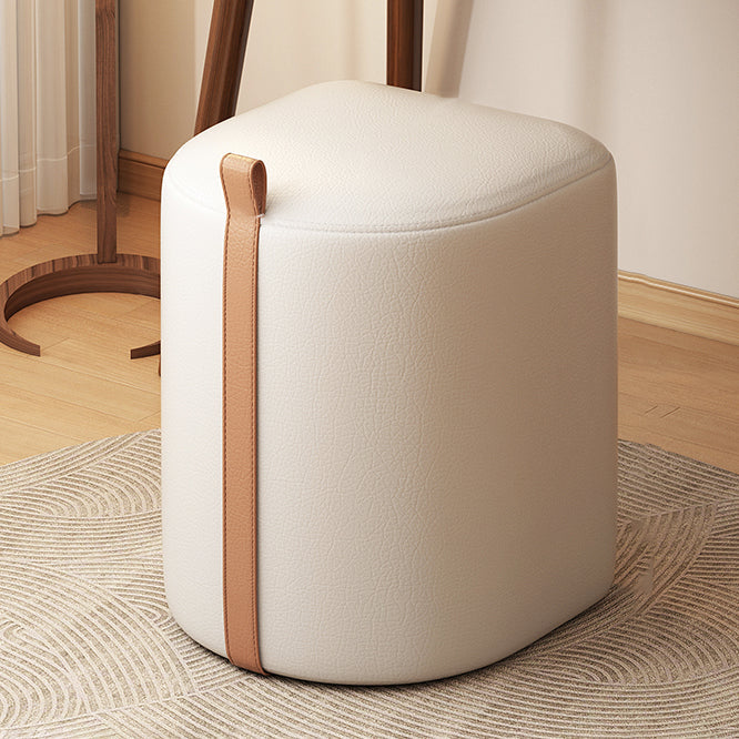 Nordic Leather Cylinder Vanity Stool — Orange