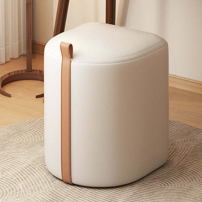 Nordic Leather Cylinder Vanity Stool — Orange