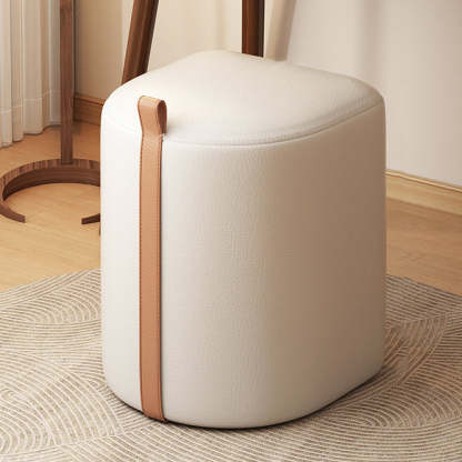 Nordic Leather Cylinder Vanity Stool — Orange