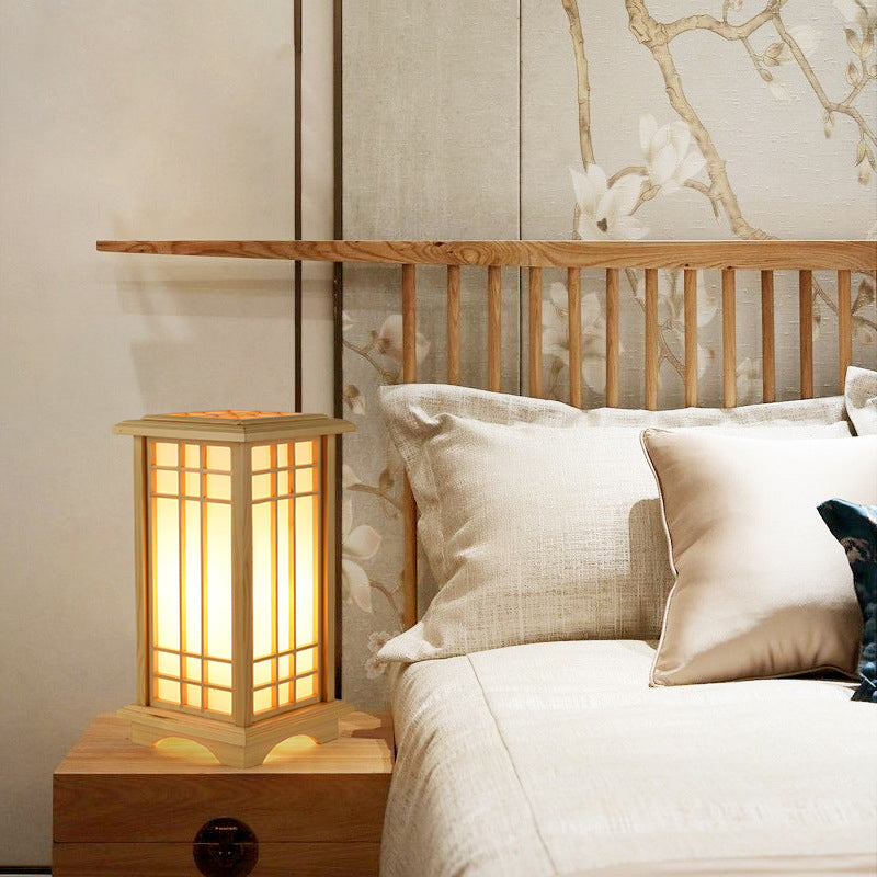 Japanese Wood Acrylic Pillar Rectangular Floor Lamp — 220V-240V For UK/AU