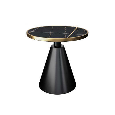 Contemporary Round Sintered Stone Metal Coffee Table