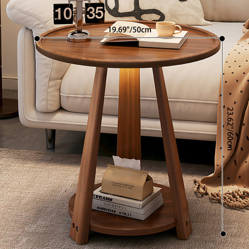 Minimalist Tripod Wood 2-Tier Coffee Table