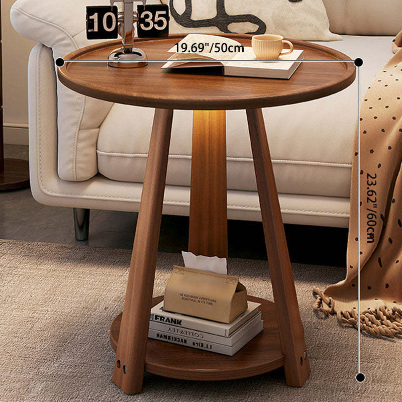 Minimalist Tripod Wood 2-Tier Coffee Table