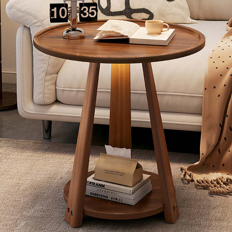 Minimalist Tripod Wood 2-Tier Coffee Table