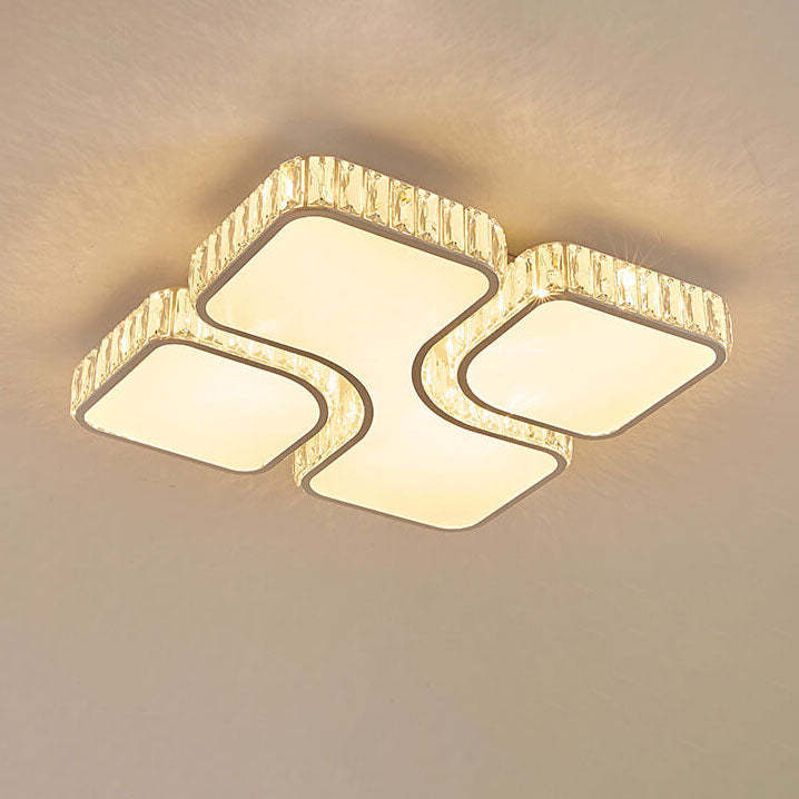Modern Luxury Gold Rectangular Metal LED Flush Mount Light