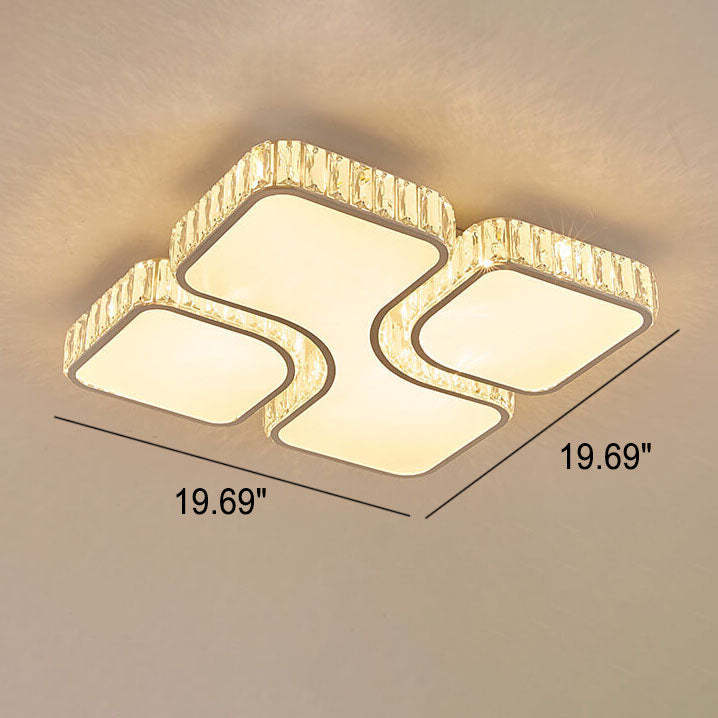 Modern Luxury Gold Rectangular Metal LED Flush Mount Light