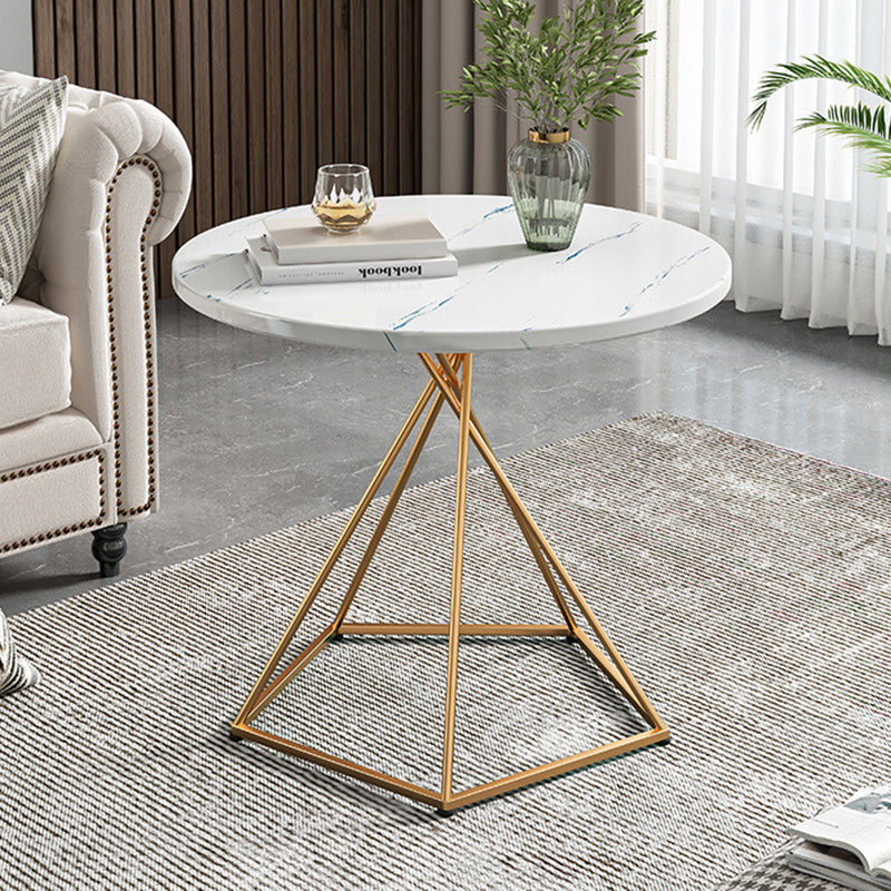Eclectic Round Iron Rock Slab Coffee Table
