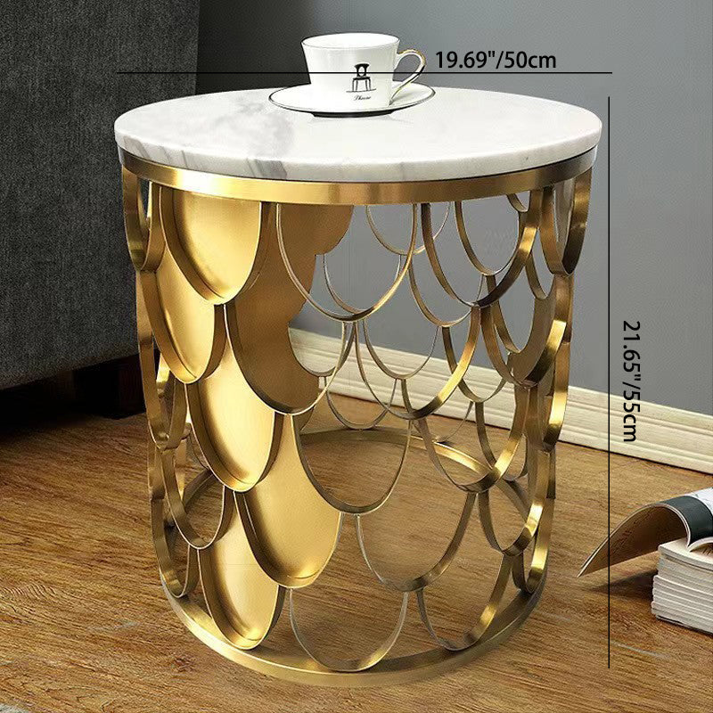 Modern Cylinder Marble Titanium Coffee Table